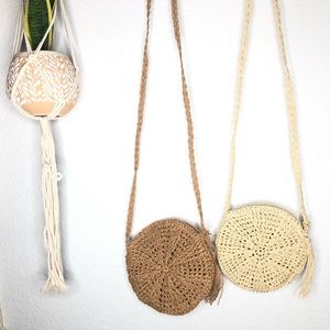 Rattan Women’s Cross Body Purse Bag New Tan NWT Light Brown Boho Beach Vacation